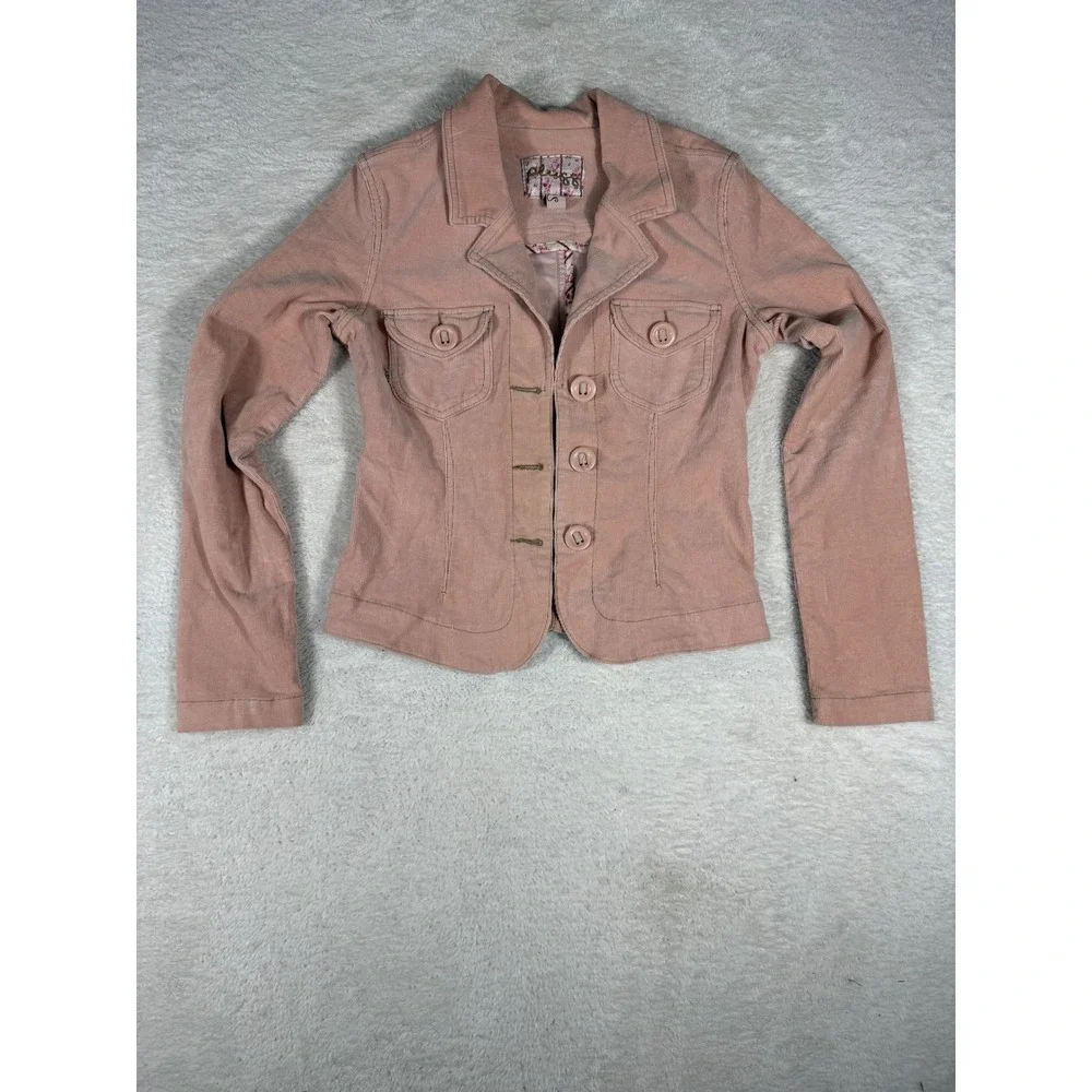 Plush‎ Corduroy Blazer Womens Medium Pink Good Button Front Vintage Style Jacket